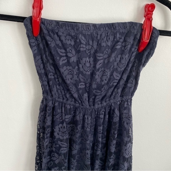 HOLLISTER Lace Strapless Tube Short Dress in Navy Blue • S Small - Picture 4 of 10